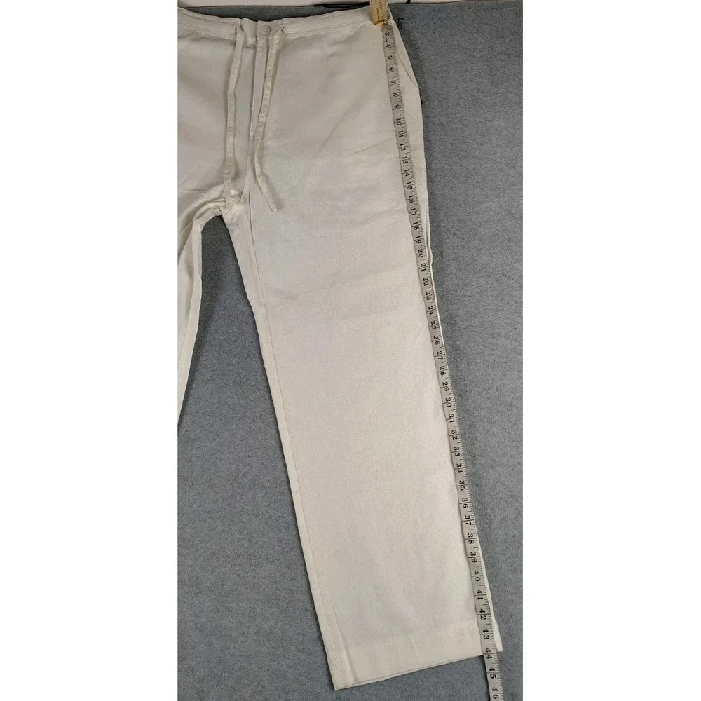 NWF PARC 81 Linen Blend Drawstring  Pant Mens Sz  36x31  Ivory  Leisure Resort